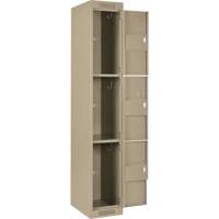 Clean Line Lockers, 3 -tier, Bank of 4, 48" x 18" x 72", Steel, Beige, Rivet (Assembled) Rideout Tool & Machine Inc.
