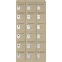 Clean Line Lockerette, 6 -tier, Bank of 3, 36" x 18" x 78", Steel, Beige, Rivet (Assembled) Rideout Tool & Machine Inc.
