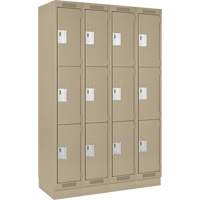 Clean Line Lockers, 3 -tier, Bank of 4, 48" x 18" x 76", Steel, Beige, Rivet (Assembled) Rideout Tool & Machine Inc.