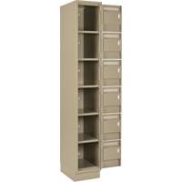 Clean Line Lockerette, 6 -tier, Bank of 4, 48" x 18" x 76", Steel, Beige, Rivet (Assembled) Rideout Tool & Machine Inc.