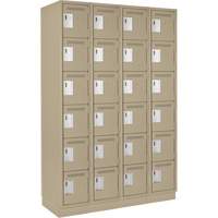 Clean Line Lockerette, 6 -tier, Bank of 4, 48" x 18" x 76", Steel, Beige, Rivet (Assembled) Rideout Tool & Machine Inc.