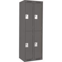Clean Line Lockers, 2 -tier, Bank of 2, 24" x 18" x 72", Steel, Charcoal, Rivet (Assembled) Rideout Tool & Machine Inc.