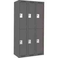 Clean Line Lockers, 2 -tier, Bank of 3, 36" x 18" x 72", Steel, Charcoal, Rivet (Assembled) Rideout Tool & Machine Inc.