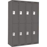 Clean Line Lockers, 2 -tier, Bank of 4, 48" x 18" x 72", Steel, Charcoal, Rivet (Assembled) Rideout Tool & Machine Inc.
