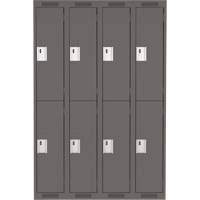 Clean Line Lockers, 2 -tier, Bank of 4, 48" x 18" x 72", Steel, Charcoal, Rivet (Assembled) Rideout Tool & Machine Inc.