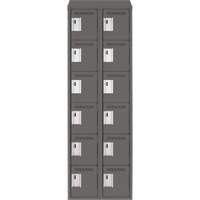Clean Line Lockerette, 6 -tier, Bank of 2, 24" x 18" x 78", Steel, Charcoal, Rivet (Assembled) Rideout Tool & Machine Inc.