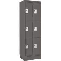 Clean Line Lockers, 3 -tier, Bank of 2, 24" x 18" x 76", Steel, Charcoal, Rivet (Assembled) Rideout Tool & Machine Inc.