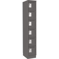 Clean Line Lockerette, 6 -tier, 12" x 18" x 76", Steel, Charcoal, Rivet (Assembled) Rideout Tool & Machine Inc.