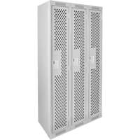 Clean Line Lockers, Bank of 3, 36" x 15" x 72", Steel, Grey, Rivet (Assembled), Perforated Rideout Tool & Machine Inc.