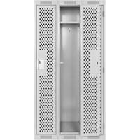 Clean Line Lockers, Bank of 3, 36" x 15" x 72", Steel, Grey, Rivet (Assembled), Perforated Rideout Tool & Machine Inc.