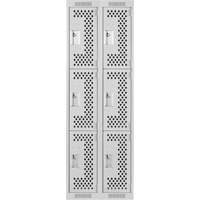 Clean Line Lockers, 3 -tier, Bank of 2, 24" x 12" x 72", Steel, Grey, Rivet (Assembled), Perforated Rideout Tool & Machine Inc.