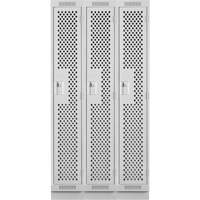Clean Line Lockers, Bank of 3, 36" x 15" x 76", Steel, Grey, Rivet (Assembled), Perforated Rideout Tool & Machine Inc.