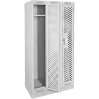 Clean Line Lockers, Bank of 3, 36" x 15" x 76", Steel, Grey, Rivet (Assembled), Perforated Rideout Tool & Machine Inc.