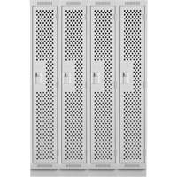 Clean Line Lockers, Bank of 4, 48" x 15" x 76", Steel, Grey, Rivet (Assembled), Perforated Rideout Tool & Machine Inc.