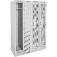 Clean Line Lockers, Bank of 4, 48" x 15" x 76", Steel, Grey, Rivet (Assembled), Perforated Rideout Tool & Machine Inc.