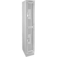 Clean Line Lockers, 2 -tier, 12" x 18" x 76", Steel, Grey, Rivet (Assembled), Perforated Rideout Tool & Machine Inc.