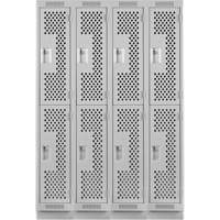 Clean Line Lockers, 2 -tier, Bank of 4, 48" x 18" x 76", Steel, Grey, Rivet (Assembled), Perforated Rideout Tool & Machine Inc.