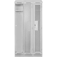 Clean Line Lockers, Bank of 3, 36" x 12" x 82", Steel, Grey, Rivet (Assembled), Perforated Rideout Tool & Machine Inc.