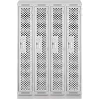 Clean Line Lockers, Bank of 4, 48" x 12" x 82", Steel, Grey, Rivet (Assembled), Perforated Rideout Tool & Machine Inc.