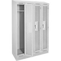 Clean Line Lockers, Bank of 4, 48" x 12" x 82", Steel, Grey, Rivet (Assembled), Perforated Rideout Tool & Machine Inc.