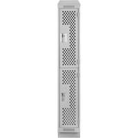 Clean Line Lockers, 2 -tier, 12" x 15" x 82", Steel, Grey, Rivet (Assembled), Perforated Rideout Tool & Machine Inc.