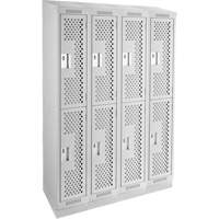 Casiers Clean Line, 2 niveaux, Bloc de 4, 48" x 12" x 82", Acier, Gris, Rivet (assembl&eacute;), Perfor&eacute; Rideout Tool & Machine Inc.