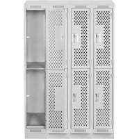 Casiers Clean Line, 2 niveaux, Bloc de 4, 48" x 12" x 82", Acier, Gris, Rivet (assembl&eacute;), Perfor&eacute; Rideout Tool & Machine Inc.