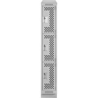 Clean Line Lockers, 3 -tier, 12" x 18" x 82", Steel, Grey, Rivet (Assembled), Perforated Rideout Tool & Machine Inc.