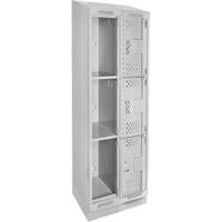 Clean Line Lockers, 3 -tier, Bank of 2, 24" x 18" x 82", Steel, Grey, Rivet (Assembled), Perforated Rideout Tool & Machine Inc.