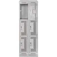 Clean Line Lockers, 3 -tier, Bank of 2, 24" x 18" x 82", Steel, Grey, Rivet (Assembled), Perforated Rideout Tool & Machine Inc.