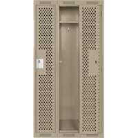 Clean Line Lockers, Bank of 3, 36" x 15" x 72", Steel, Beige, Rivet (Assembled), Perforated Rideout Tool & Machine Inc.