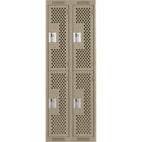 Clean Line Lockers, 2 -tier, Bank of 2, 24" x 15" x 72", Steel, Beige, Rivet (Assembled), Perforated Rideout Tool & Machine Inc.