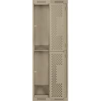 Clean Line Lockers, 2 -tier, Bank of 2, 24" x 15" x 72", Steel, Beige, Rivet (Assembled), Perforated Rideout Tool & Machine Inc.