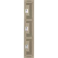 Clean Line Lockers, 3 -tier, 12" x 12" x 72", Steel, Beige, Rivet (Assembled), Perforated Rideout Tool & Machine Inc.
