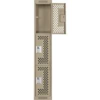 Clean Line Lockers, 3 -tier, 12" x 12" x 72", Steel, Beige, Rivet (Assembled), Perforated Rideout Tool & Machine Inc.