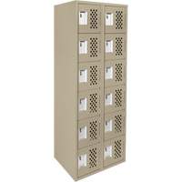 Assembled Lockerettes Clean Line Perforated Economy Lockers, 6 -tier, Bank of 2, 18" x 72" x 12", Steel Rideout Tool & Machine Inc.