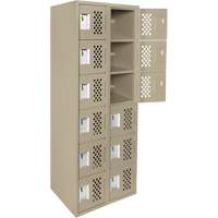 Assembled Lockerettes Clean Line Perforated Economy Lockers, 6 -tier, Bank of 2, 18" x 72" x 12", Steel Rideout Tool & Machine Inc.