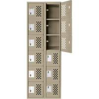 Assembled Lockerettes Clean Line Perforated Economy Lockers, 6 -tier, Bank of 2, 18" x 72" x 12", Steel Rideout Tool & Machine Inc.