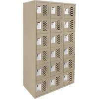 Assembled Lockerettes Clean Line Perforated Economy Lockers, 6 -tier, Bank of 3, 18" x 72" x 12", Steel Rideout Tool & Machine Inc.