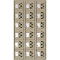 Assembled Lockerettes Clean Line Perforated Economy Lockers, 6 -tier, Bank of 3, 18" x 72" x 12", Steel Rideout Tool & Machine Inc.