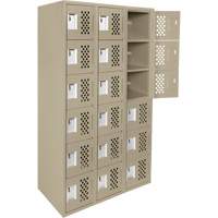 Assembled Lockerettes Clean Line Perforated Economy Lockers, 6 -tier, Bank of 3, 18" x 72" x 12", Steel Rideout Tool & Machine Inc.