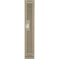 Clean Line Lockers, 12" x 15" x 76", Steel, Beige, Rivet (Assembled), Perforated Rideout Tool & Machine Inc.