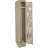 Clean Line Lockers, 12" x 15" x 76", Steel, Beige, Rivet (Assembled), Perforated Rideout Tool & Machine Inc.