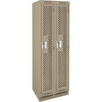 Clean Line Lockers, Bank of 2, 24" x 15" x 76", Steel, Beige, Rivet (Assembled), Perforated Rideout Tool & Machine Inc.