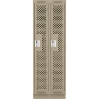 Clean Line Lockers, Bank of 2, 24" x 15" x 76", Steel, Beige, Rivet (Assembled), Perforated Rideout Tool & Machine Inc.