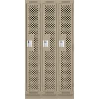 Clean Line Lockers, Bank of 3, 36" x 15" x 76", Steel, Beige, Rivet (Assembled), Perforated Rideout Tool & Machine Inc.