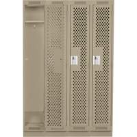 Clean Line Lockers, Bank of 4, 48" x 15" x 76", Steel, Beige, Rivet (Assembled), Perforated Rideout Tool & Machine Inc.