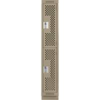Clean Line Lockers, 2 -tier, 12" x 18" x 76", Steel, Beige, Rivet (Assembled), Perforated Rideout Tool & Machine Inc.