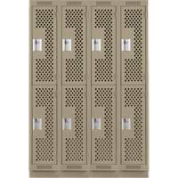 Clean Line Lockers, 2 -tier, Bank of 4, 48" x 18" x 76", Steel, Beige, Rivet (Assembled), Perforated Rideout Tool & Machine Inc.