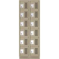 Assembled Lockerettes Clean Line Perforated Economy Lockers, 6 -tier, Bank of 2, 18" x 72" x 12", Steel Rideout Tool & Machine Inc.